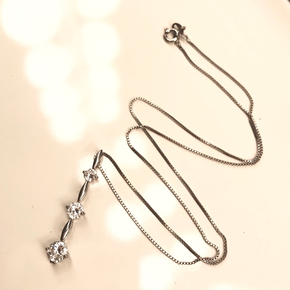3-Stone CZ silver necklace